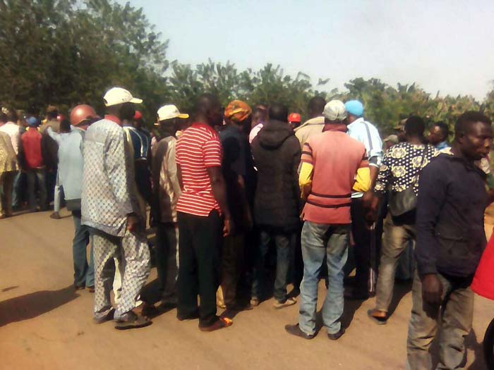 Commercial motorcyclists in Akure the Ondo State capital protesting police extortion on Wednesday